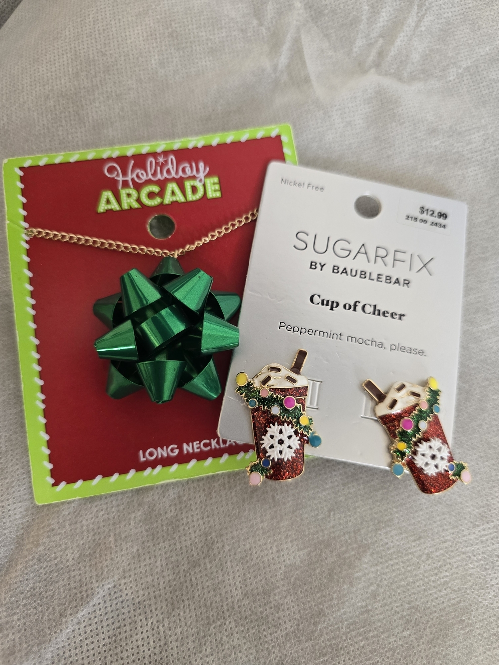 Christmas Jewelry Bundle Sugarfix Earrings & Holiday Arcade Bow Necklace
